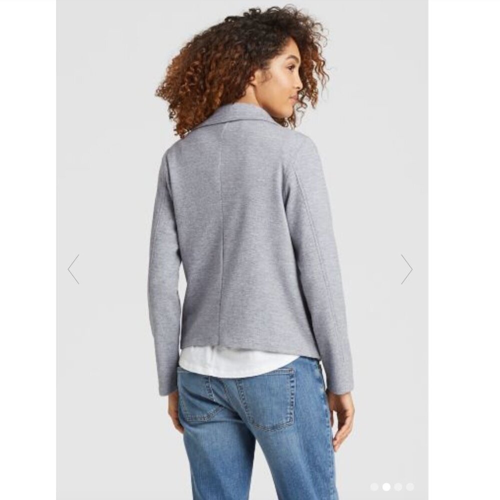 New w/Tags - Eileen Fisher Organic Cotton Herringbone Moto Jacket, Moon, Med - Picture 3 of 13